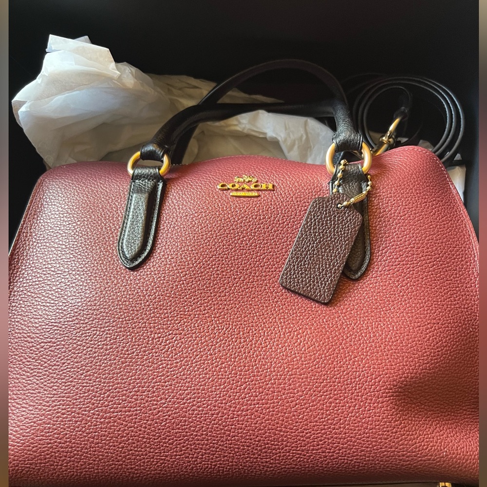 COACH maroon two tone bag